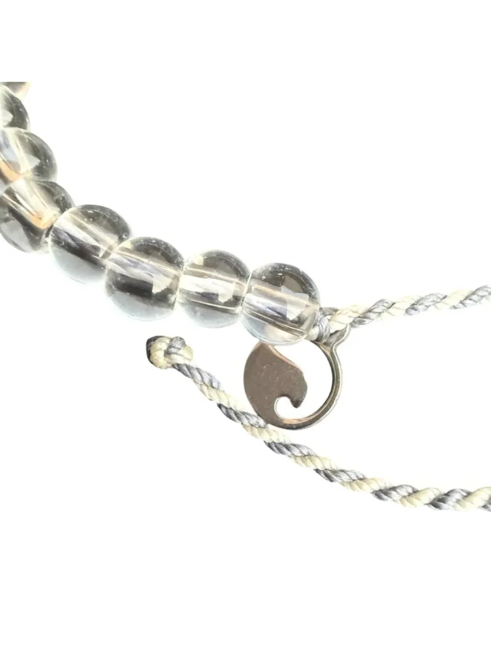 4ocean Bracelet Clear Glass Beaded Wave Charm Braided Adjustable Cord